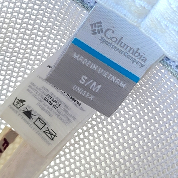 COLUMBIA PFG Ball Cap Hat Navy Blue & White Cotton  Size S/M Mesh Back Bass - Picture 7 of 8